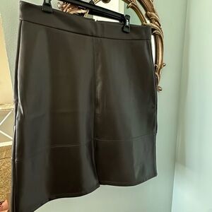 NYDJ's Sculpt & Her Dark Brown Vegan Leather Skirt